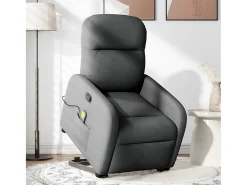 Poltrona elevatória de massagens tecido cinzento-escuro
