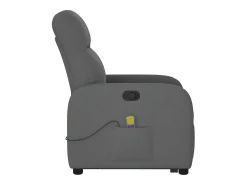 Poltrona elevatória de massagens tecido cinzento-escuro