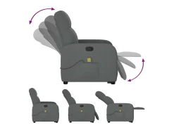 Poltrona elevatória de massagens tecido cinzento-escuro