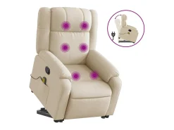 Poltrona elevatória de massagens tecido cor creme