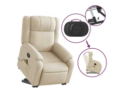 Poltrona elevatória de massagens tecido cor creme