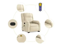 Poltrona elevatória de massagens tecido cor creme