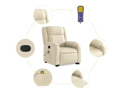 Poltrona elevatória de massagens tecido cor creme