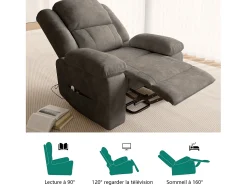 Poltrona elétrica de luxo para relaxamento e massagem, cinza