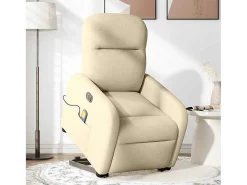 Poltrona elétrica elevatória massagens tecido creme
