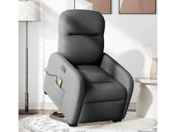 Poltrona elétrica elevatória massagens tecido cinzento-escuro