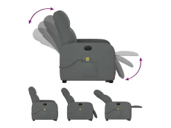 Poltrona elétrica elevatória massagens tecido cinzento-escuro