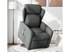 Poltrona elétrica elevatória massagens tecido cinzento-escuro