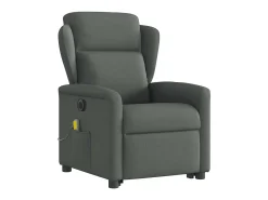 Poltrona elétrica elevatória massagens tecido cinzento-escuro