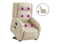 Poltrona elétrica elevatória massagens tecido creme