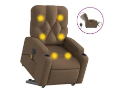Poltrona elétrica elevatória massagens tecido castanho