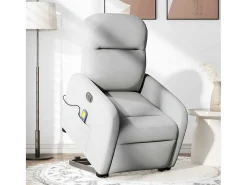 Poltrona elétrica elevatória massagens tecido cinzento-nublado