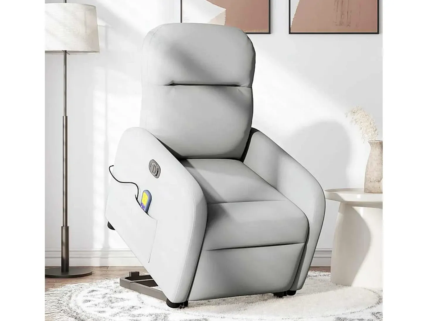 Poltrona elétrica elevatória massagens tecido cinzento-nublado