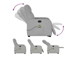 Poltrona elétrica elevatória massagens tecido cinzento-nublado
