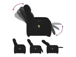 Poltrona elétrica elevatória massagens tecido preto