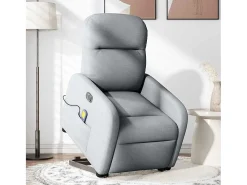 Poltrona elétrica reclinável massagens tecido cinzento-claro