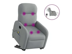 Poltrona elétrica reclinável massagens tecido cinzento-claro