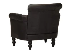 Poltrona em couro de cabra genuíno preto