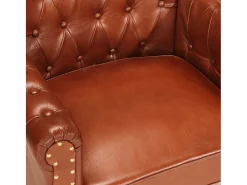 Poltrona em couro de cabra genuíno castanho