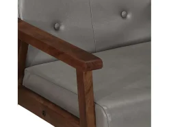 Poltrona em couro genuíno cinzento