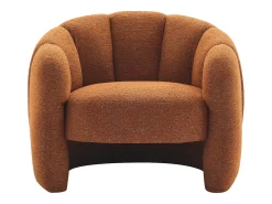 Poltrona em forma de concha em tecido chenille terracota DELIPO