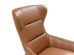 Poltrona em pele de búfalo camel estilo contemporâneo efeito pesponto DINNIA