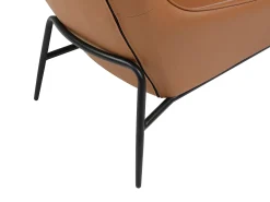 Poltrona em pele de búfalo camel estilo contemporâneo efeito pesponto DINNIA