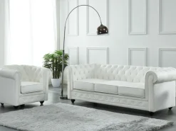Poltrona em pele de búfalo branco icónico CHESTERFIELD