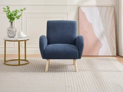Poltrona em tecido azul estilo contemporâneo MAZARONE