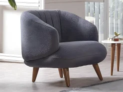 Poltrona em tecido bouclé antracite. Estilo design. JANINA