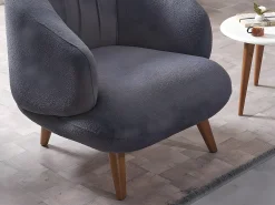 Poltrona em tecido bouclé antracite. Estilo design. JANINA