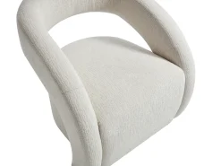 Poltrona em tecido chenille de cor bege LUCIOTA