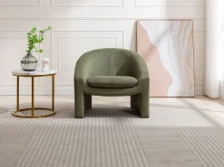 Poltrona em tecido cor verde estilo design OSSANA