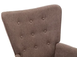 Poltrona em tecido taupe capitonê, estilo escandinavo VATELY