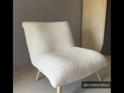 Poltrona em tecido xerpa efeito pele de ovelha - PEPITA