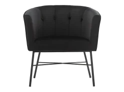 Poltrona em veludo Preto acolchoado estilo cabriolet - FAKART