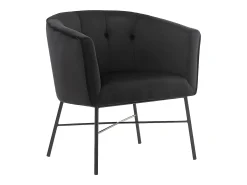 Poltrona em veludo Preto acolchoado estilo cabriolet - FAKART