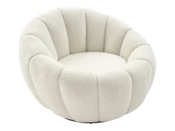 Poltrona estilo concha giratória tecido bouclé branco COSSATO
