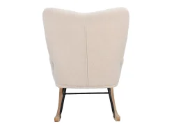 Poltrona estofada com estampa xadrez suave, ideal para sala de estar e quarto, com função de balanço e capacidade de peso de 120 kg, na cor bege.