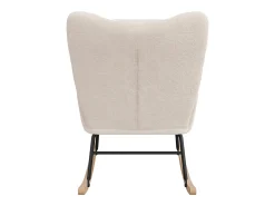 Poltrona estofada com estampa xadrez suave, ideal para sala de estar e quarto, com função de balanço e capacidade de peso de 120 kg, na cor bege.