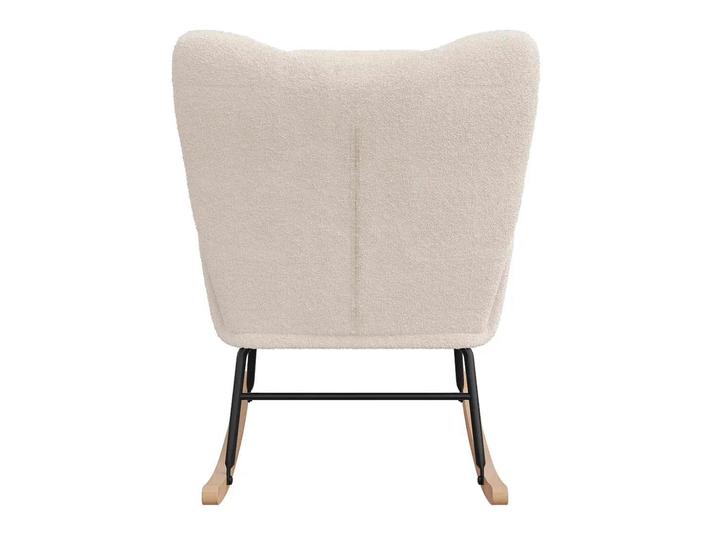 Poltrona estofada com estampa xadrez suave, ideal para sala de estar e quarto, com função de balanço e capacidade de peso de 120 kg, na cor bege.