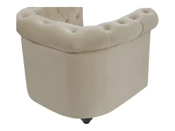 Poltrona fixa em veludo de cor bege - CHESTERFIELD