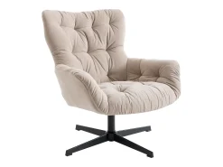 Poltrona giratória tecido bege estilo charme vintage OPHELIE