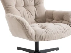 Poltrona giratória tecido bege estilo charme vintage OPHELIE