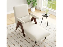 Poltrona individual 64x68,5x93 cm - conversível 3 em 1 - estofada - linho - bege + marrom