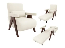 Poltrona individual 64x68,5x93 cm - conversível 3 em 1 - estofada - linho - bege + marrom