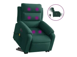 Poltrona massagens elevatória elétrica veludo verde-escuro