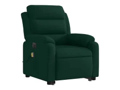 Poltrona massagens elevatória elétrica veludo verde-escuro