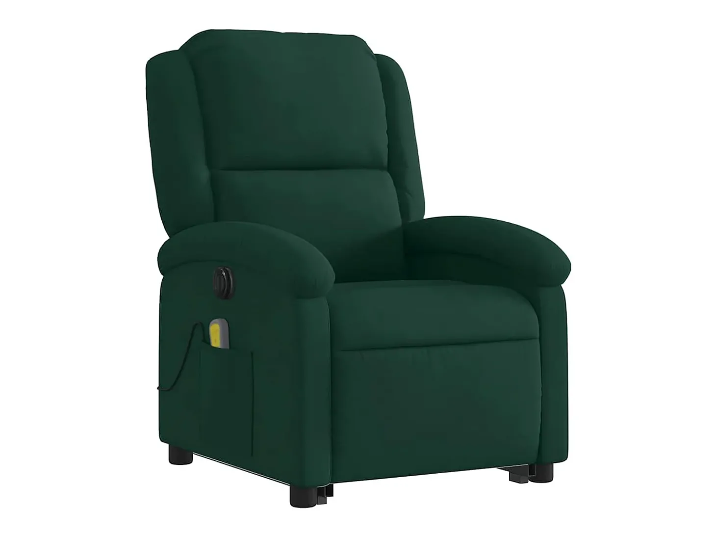 Poltrona massagens elevatória elétrica veludo verde-escuro