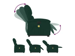 Poltrona massagens elevatória elétrica veludo verde-escuro